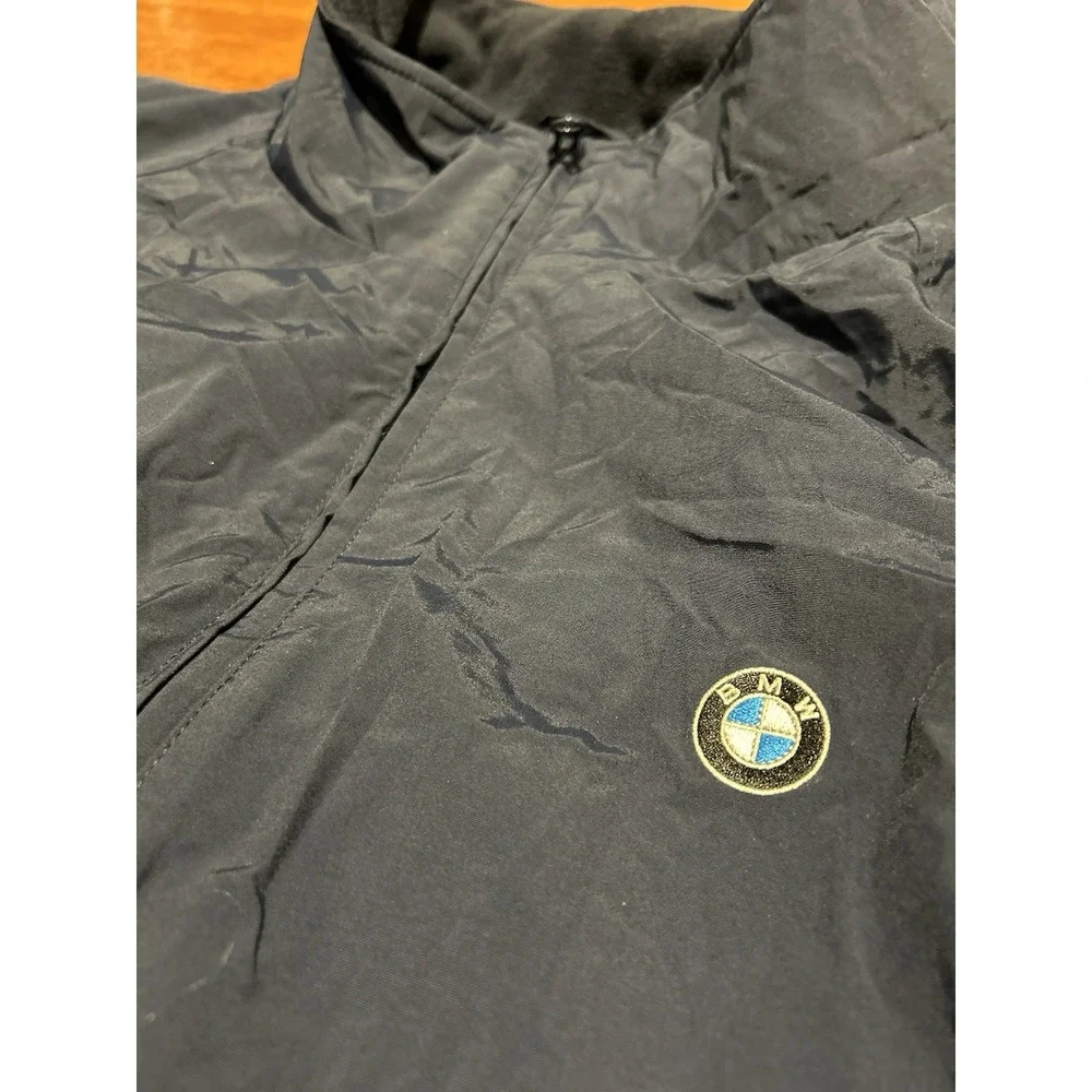 BMW Bomber Jacket Full Zip Mens 3XL Windbreaker Fleece Lined Racer Fitted Logo - Picture 1 of 9